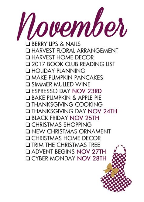 November Seasonal Living List Life List Fall Fun List