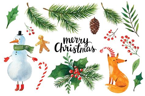 Watercolor Christmas Clipart Illustrations ~ Creative Market