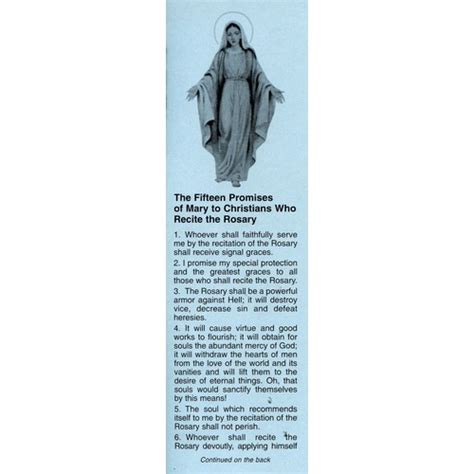 The 15 Promises Of Mary Prayercard Pack Of 100 The