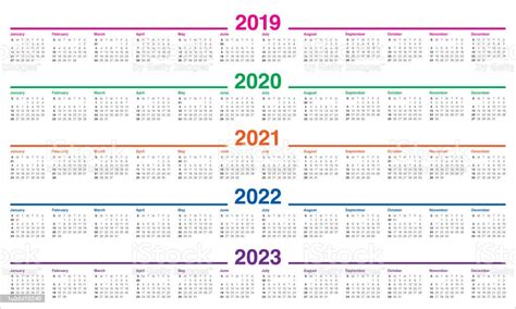 2019 2020 2021 2022 2023 年カレンダー ベクター デザイン テンプレート 2019年のベクターアート素材や画像を