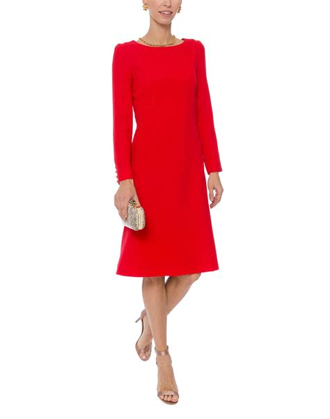 Helena Red Wool Crepe Dress Goat Halsbrook Dresses Silk Print