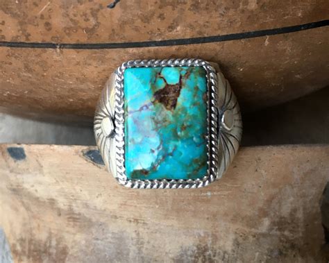 Vintage Size 14 Mens Navajo Turquoise Ring Native American Indian