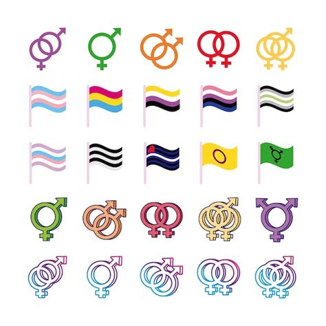 Premium Vector Bundle Of Genders Symbols Of Sexual Orientation And Flags Multy Style Icons