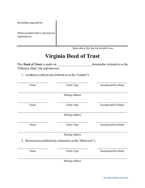 Virginia Deed Of Trust Form Fill Out Sign Online And Download Pdf