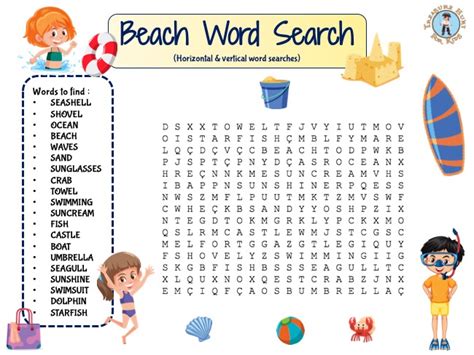 Beach Word Search Puzzle Free Game Treasure Hunt 4 Kids