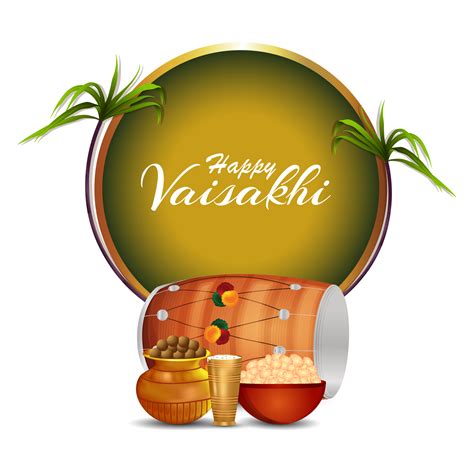 Happy Vaisakhi Design With Wheat And Drum 12011876 Png