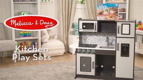 Melissa And Doug Chefs Kitchen Charcoal Pretend Wooden Play Kitchen