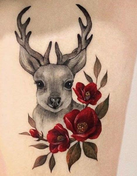 12 Best Deer With Flowers Tattoo Ideas Petpress Flower Tattoos