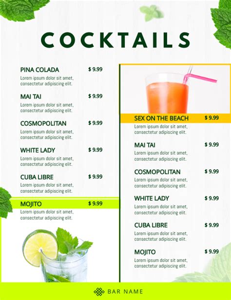 Copy Of Classic Cocktail Menu Template Postermywall