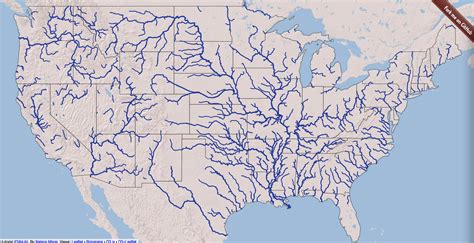 Map Of Us Lakes Rivers Mountains Usa River Map Major Us Rivers