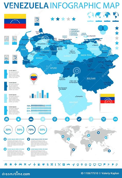 Venezuela Infographic Map And Flag Detailed Vector Illustration
