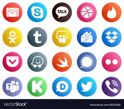 20 High Resolution Social Media Icons Royalty Free Vector