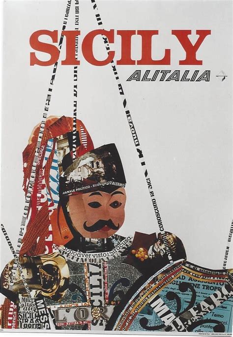Original Vintage Poster Italy Sicily Festa Alitalia C1965 Poster