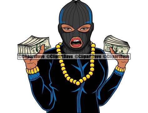 Gangster Woman Ski Mask Money Stacks Svg Design Tongue Out 100 Etsy