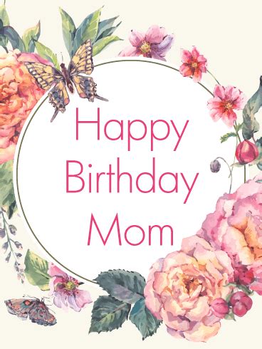 The average life of an american is 77 years, which means that a person's 75th birthday party should be the celebration of a long life. Lovely Flower Happy Birthday Wishes Card for Mom ...
