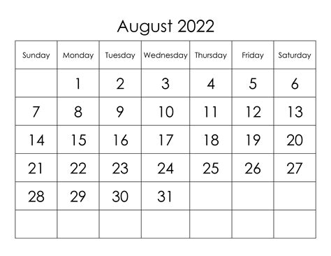 Calendar For August 2022 Free Calendarsu
