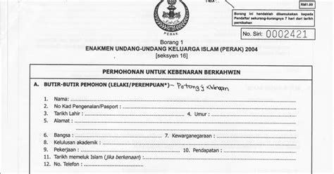 Borang Nikah Negeri Perak Permohonan Nikah Perak Online Semakan My