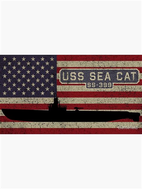 Uss Sea Cat Ss 399 Ww2 Balao Class Submarine Vintage Usa American Flag
