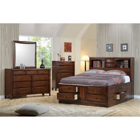 Shop Dakota Warm Brown 3 Piece Storage Bedroom Set With Dresser