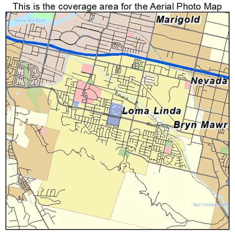 Aerial Photography Map Of Loma Linda Ca California