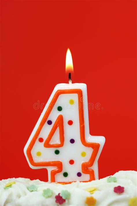 Number Four Birthday Candle Stock Image - Image of celebration, letter ...