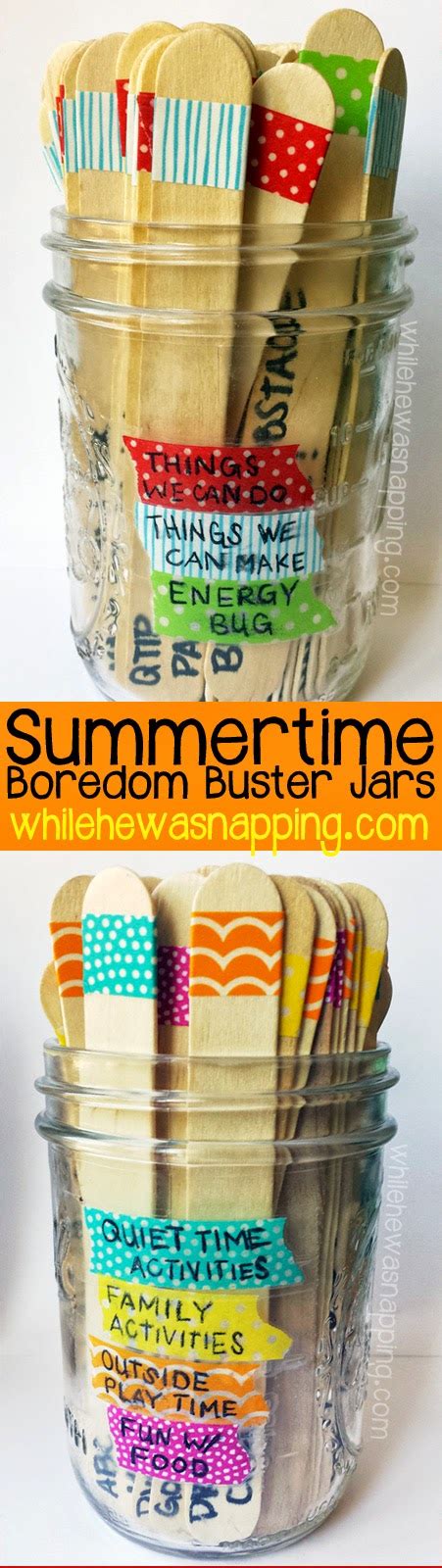 Go through your clothes and see what you've outgrown or don't wear anymore. Washi Tape Summer Boredom Buster Jars | While He Was Napping