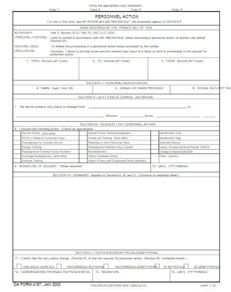 Da Form 4187 Fillable Word Fillable Form 2023