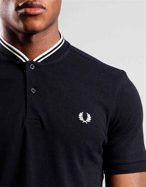 Fred Perry Bomber Collar Piqué Polo Shirt Black Terraces Menswear