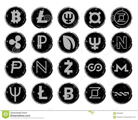 Buy and sell btc, bnb, cake, doge, eth and 27 more. Twenty Black And White Icons With Images Of Various ...