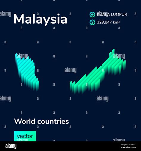 Malaysia 3d Nap Stylized Striped Isometric Vector Map Of Malaysia Is