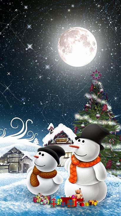 Christmas Phone Wallpapers Holiday Snowmen Android Night