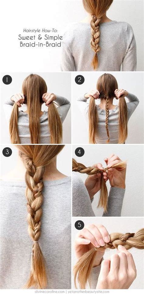 Sweet And Simple Braid In Braid Hair Tutorial Pictures Photos And