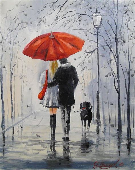 Painting Above Bed Rain Painting Painting Canvases Couple In Rain Rainy Day Drawing Girl In