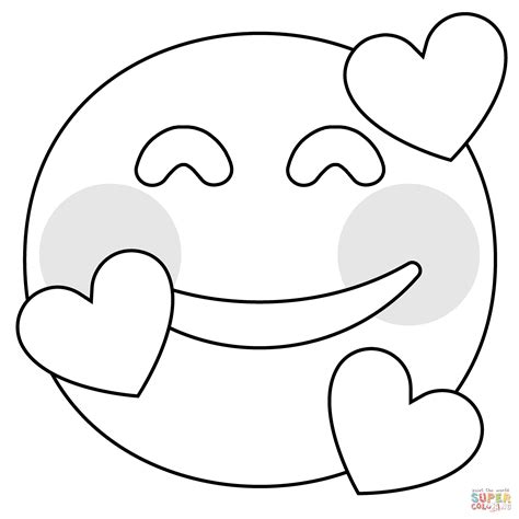 Smiling Face With Hearts Emoji Coloring Page Free Printable Coloring