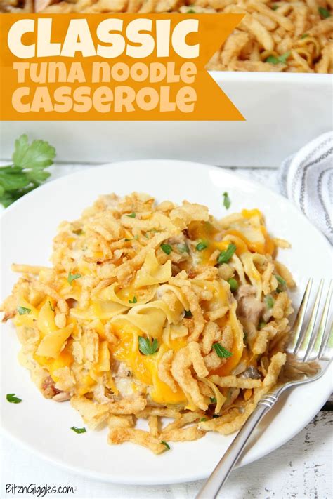 My mom tweaked the original campbells tuna noodle casserole with cream of mushroom soup to suit her taste preferences, resulting in a creamy filling of egg noodles, tuna fish and peas topped with grated cheddar cheese and crushed potato chips. Classic Tuna Noodle Casserole | Recipe (With images) | Tuna noodle casserole, Noodle casserole ...