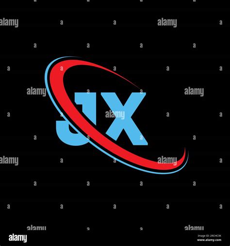 jx j x letter logo design initial letter jx linked circle upercase monogram logo red and blue