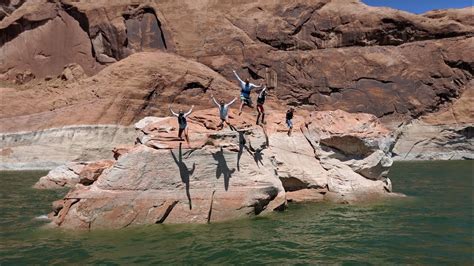 Jumping Off Rock Cliffs In Lake Powell Youtube
