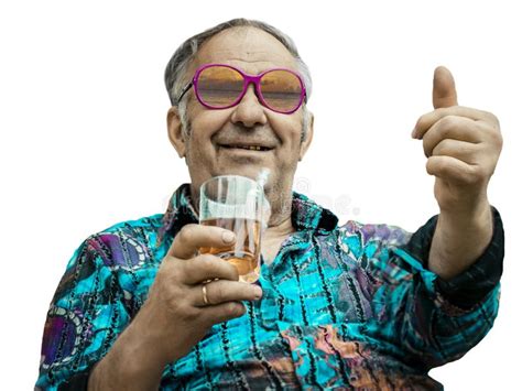 Grandpa Shows Thumb Up On White Background Stock Photo Image Of Human
