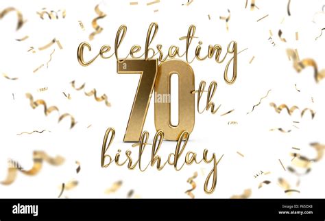 Celebrating 70th Birthday Gold Greeting Card With Confetti 3d