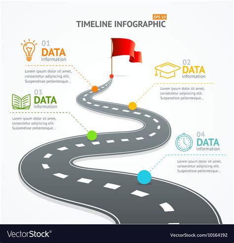 Infographic Timeline And Road With Pointer Vector Image