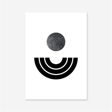 Dark Moon Black Half Circles Nordic Style Abstract Minimalist Printable