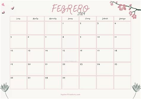 Calendarios Febrero 2024 💜 Para Imprimir