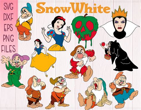 Snow White SVG Bundle Eps Dxf Png Files Seven Dwarfs SVG Etsy