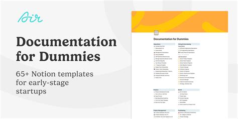 Documentation For Dummies 65 Notion Templates For Early Stage Startups