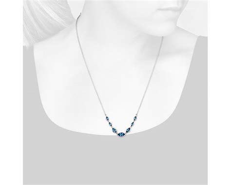 Marquise Blue Topaz Necklace In Sterling Silver