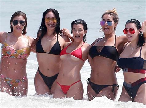 Kim Kardashian And Kourtney Kardashian Make A Splash In Barely There Bikinis During Mexican
