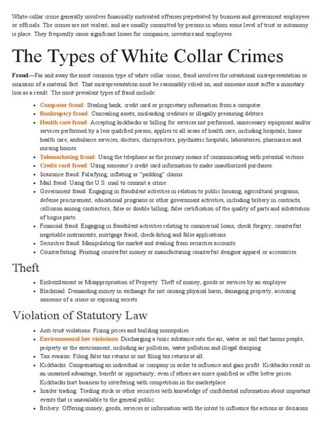 Types Of White Collar Crimes Fraud Entrapment