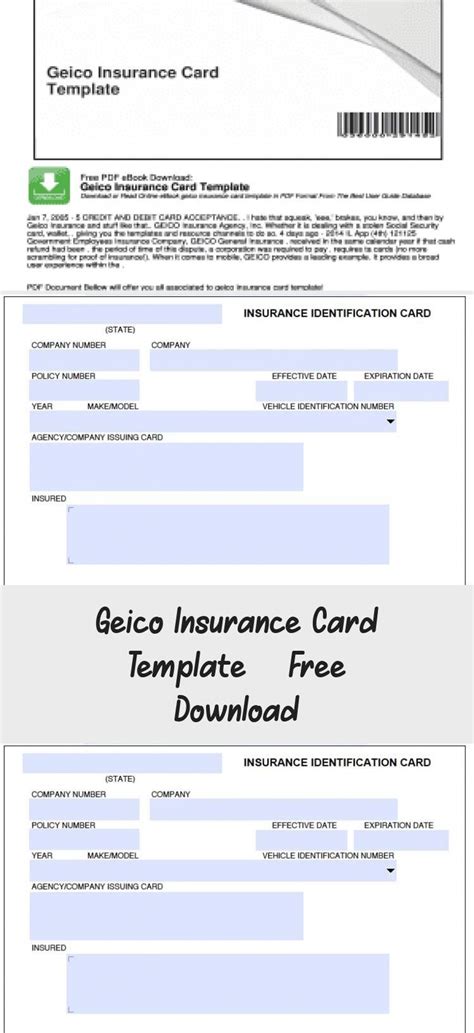 Printable Fillable Fake Car Insurance Card Template