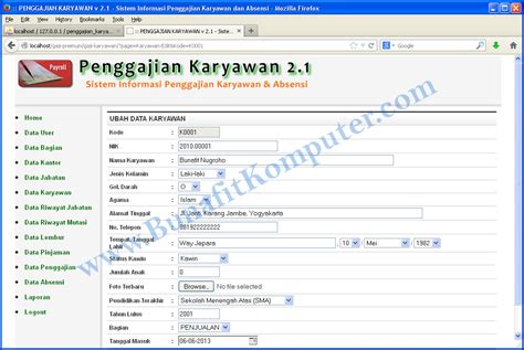 Penggajian, tabel ini digunakan untuk menyimpan data transaksi penggajian setiap karyawan. Sistem Informasi Penggajian Karyawan dan Absensi Berbasis ...