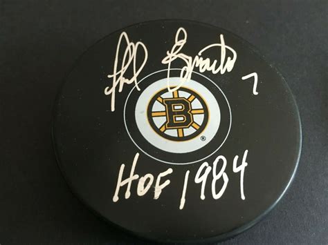 Phil Esposito Autographed Boston Bruins Puck W Hof1984 Inscr Jsa